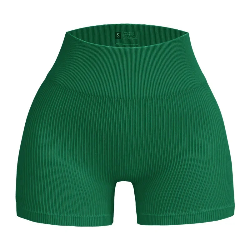 Seamless Threaded High Waisted Hip Lifting Fitness Yoga Shorts