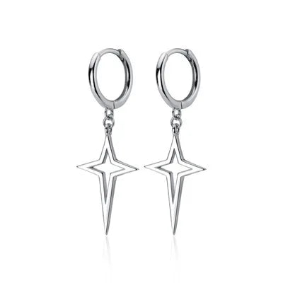 Simple Silver Color Star Earrings for Women Opal Stone Heart Hoop Earrings  Daily Wear Jewelry