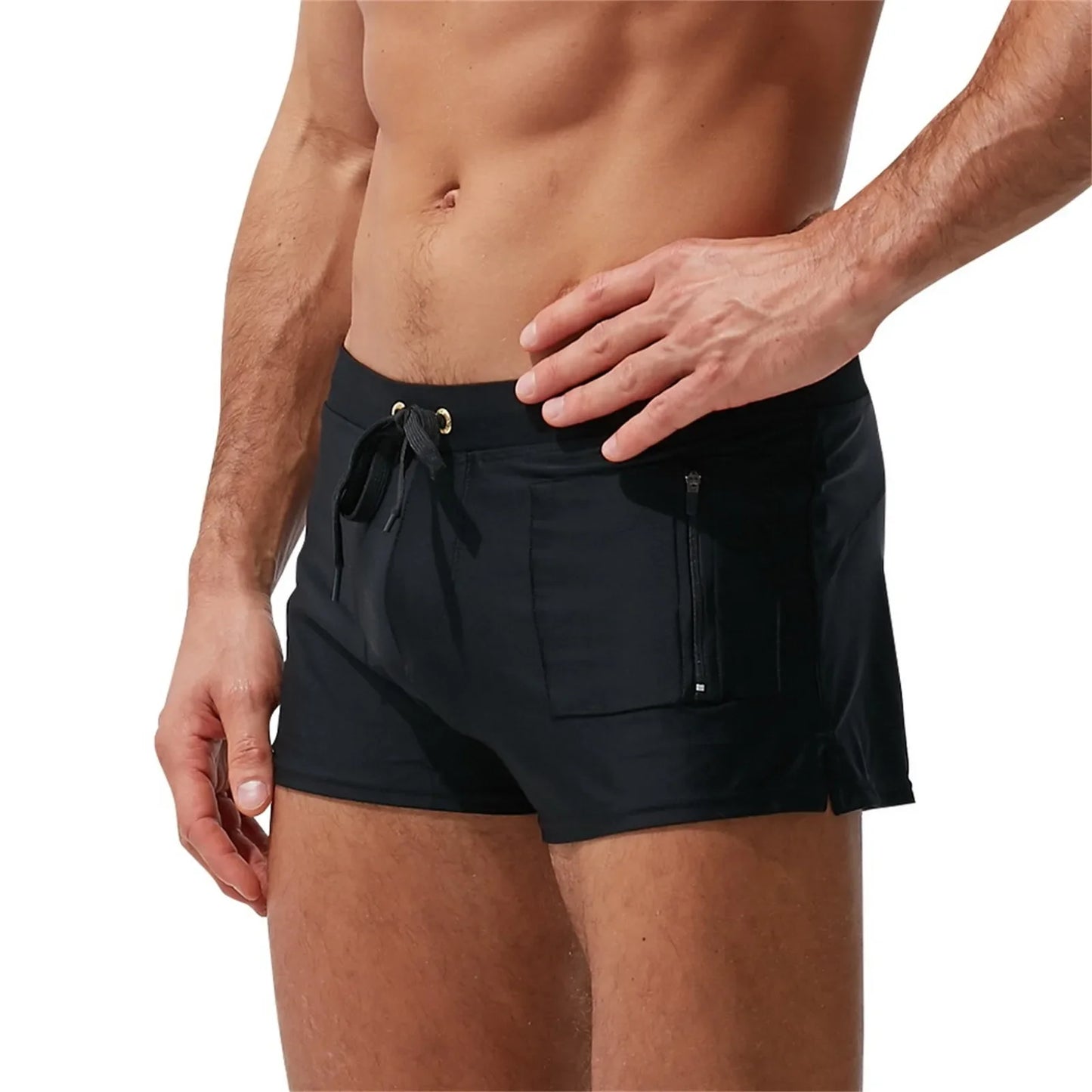 1pc Swim Shorts Men Zipper Pocket Casual Men's Shorts Fast Dry Boardshorts Joggers Men's Trunks Summer Men's, Short