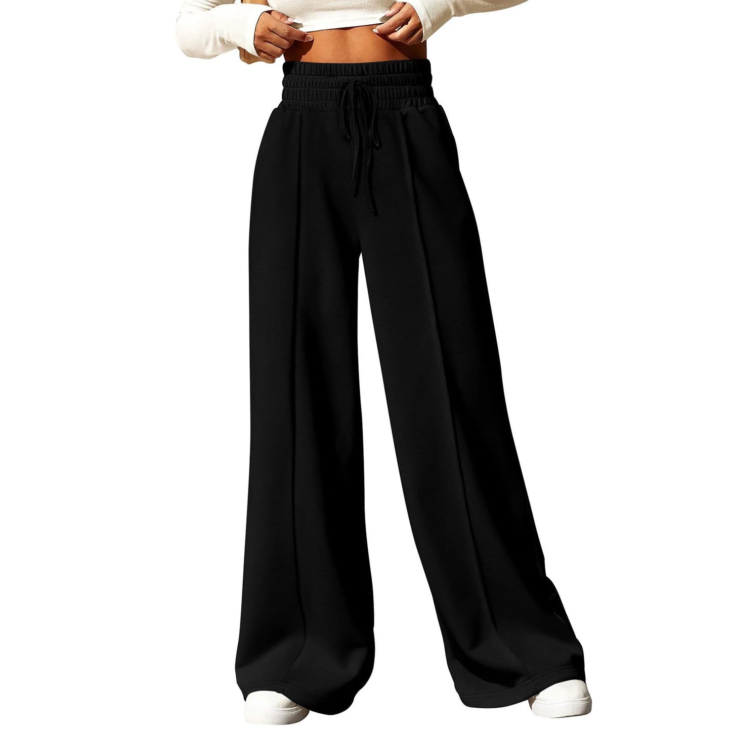 Women s High Waist Wide Leg Trousers Solid Color Loose Fit Palazzo Pants for Chic Street Style and Everyday Wear