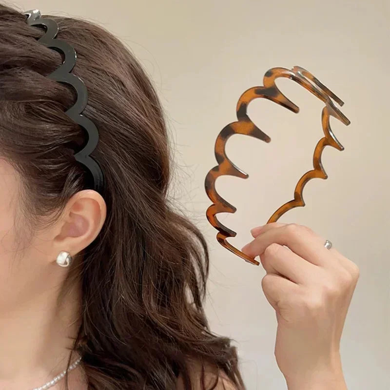 Fashion Wave Headbands for Women Solid Color Toothed Non-slip Hair Bands  Face Wash Sports Hairbands Hair Accessories