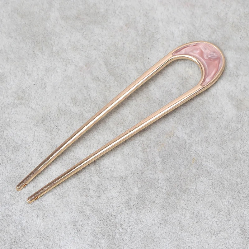 Pearl Hairpins U-shaped Metal Shell Hair Clip Pins Women Girls Hair Sticks Bun Maker Hair Styling Accessories Gifts