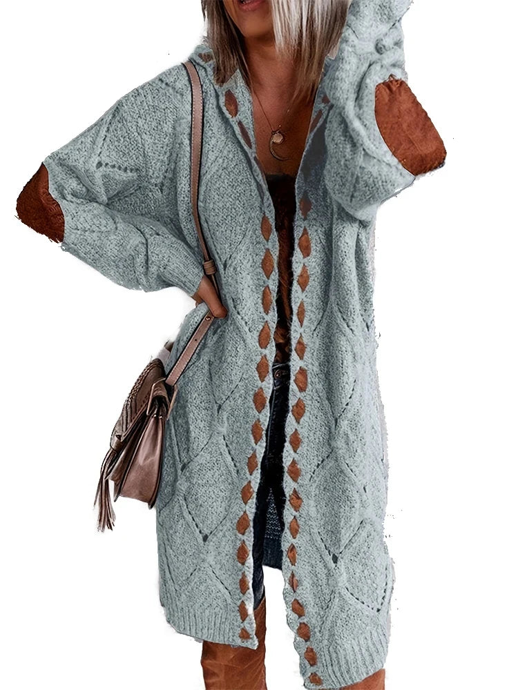 Plus Size Fall and Winter Women's Hooded Cardigan Casual Knitted Cardigan Temperament Elegant Loose Sweater