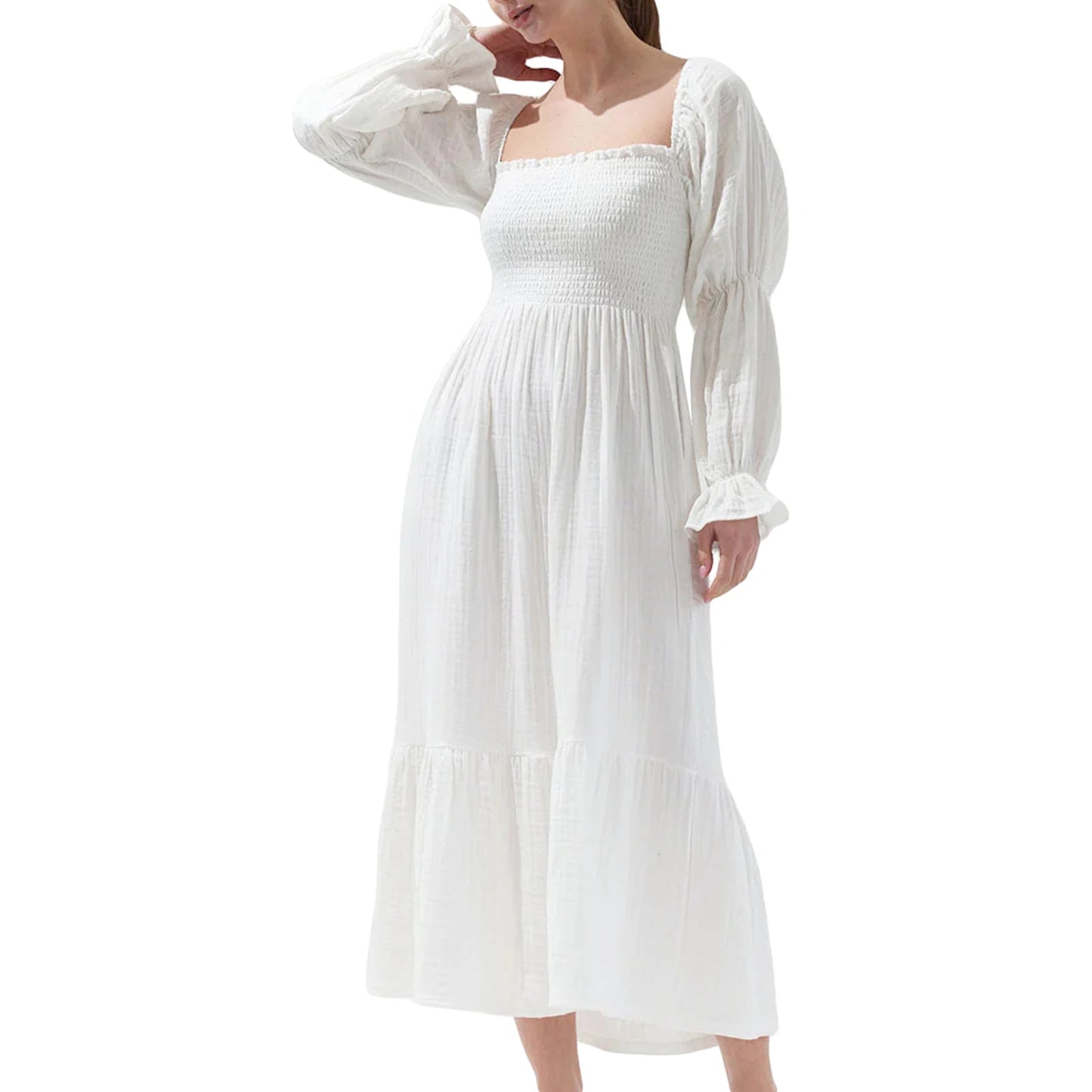Maxi Dress with Long Sleeves and Off-Shoulder Design