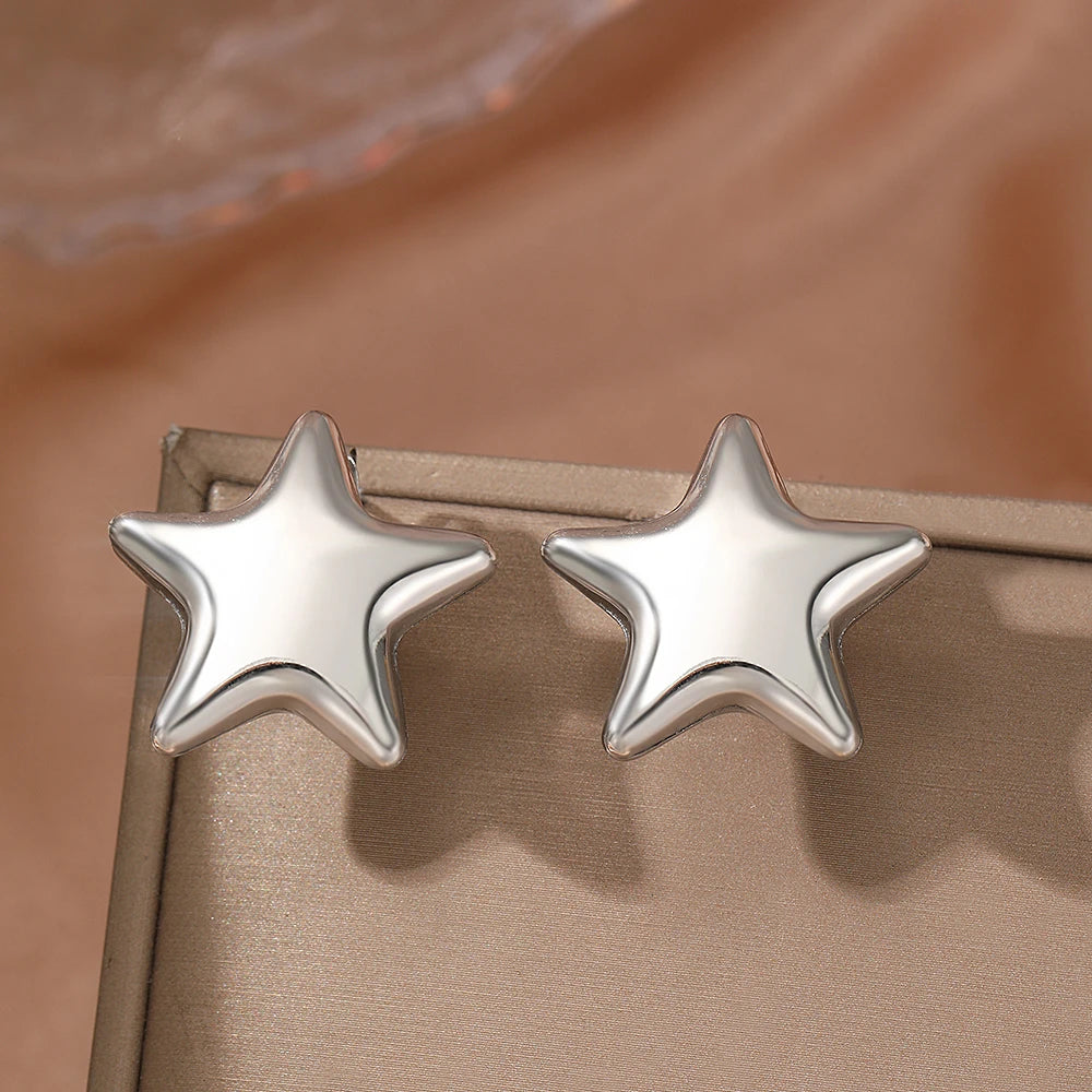 Stainless Steel Earrings Fresh Exquisite Star Stud Super Sparkling Earrings For Women Jewelry Ornate Texture