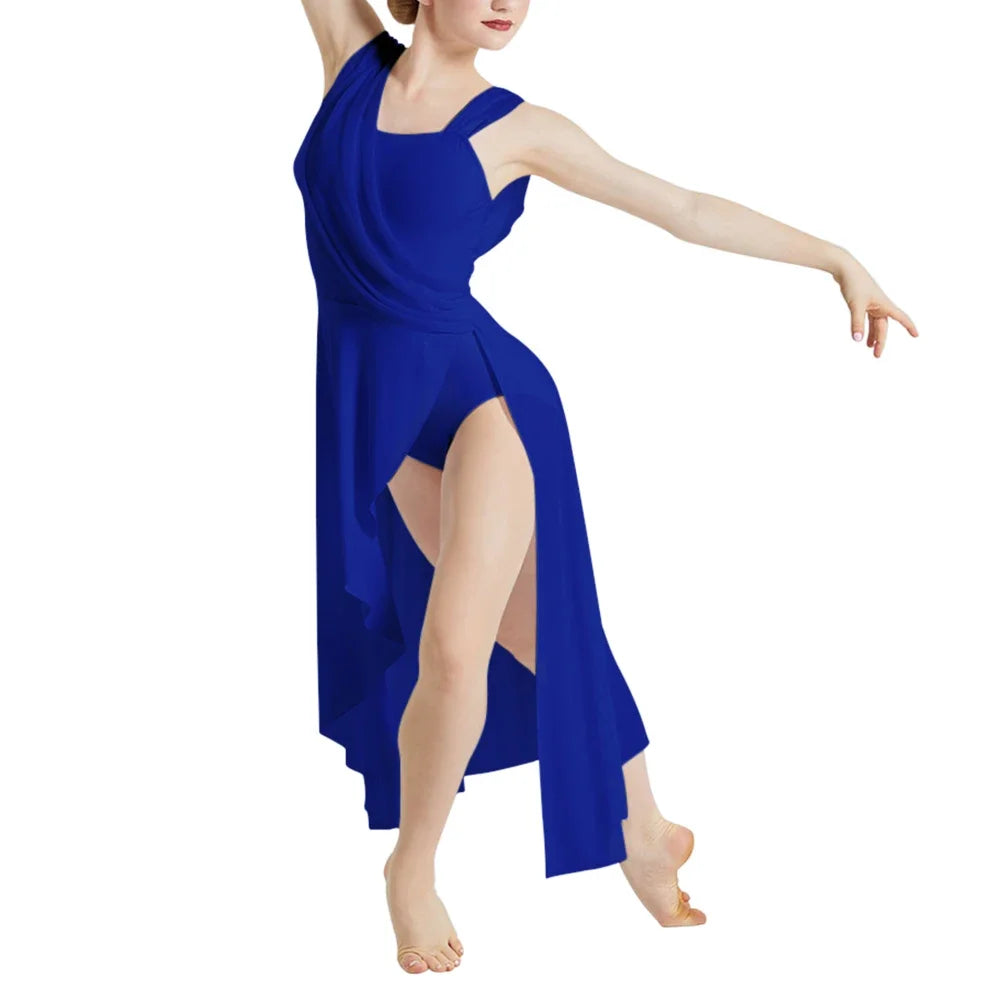 Ballroom Dance Woman’s Dresses Asymmetrical Design Long Modern Lyrical Dance Skirt Ballerina Stage Performance