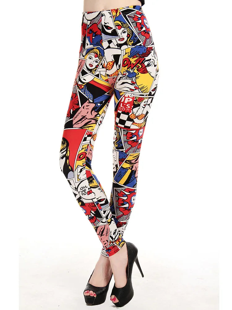 Graffiti Leggings Patterned Print Leggings For Women Leggings Houndstooth  Elastic Design Vintage Leggings