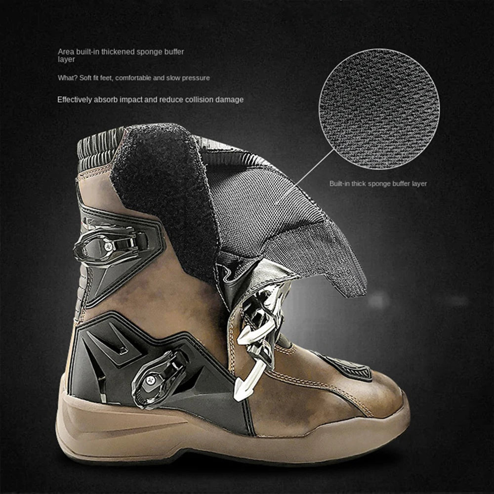Motorcycle anti-fall riding shoes anti-slip wear-resistant waterproof breathable rally boots protective moto cross-country