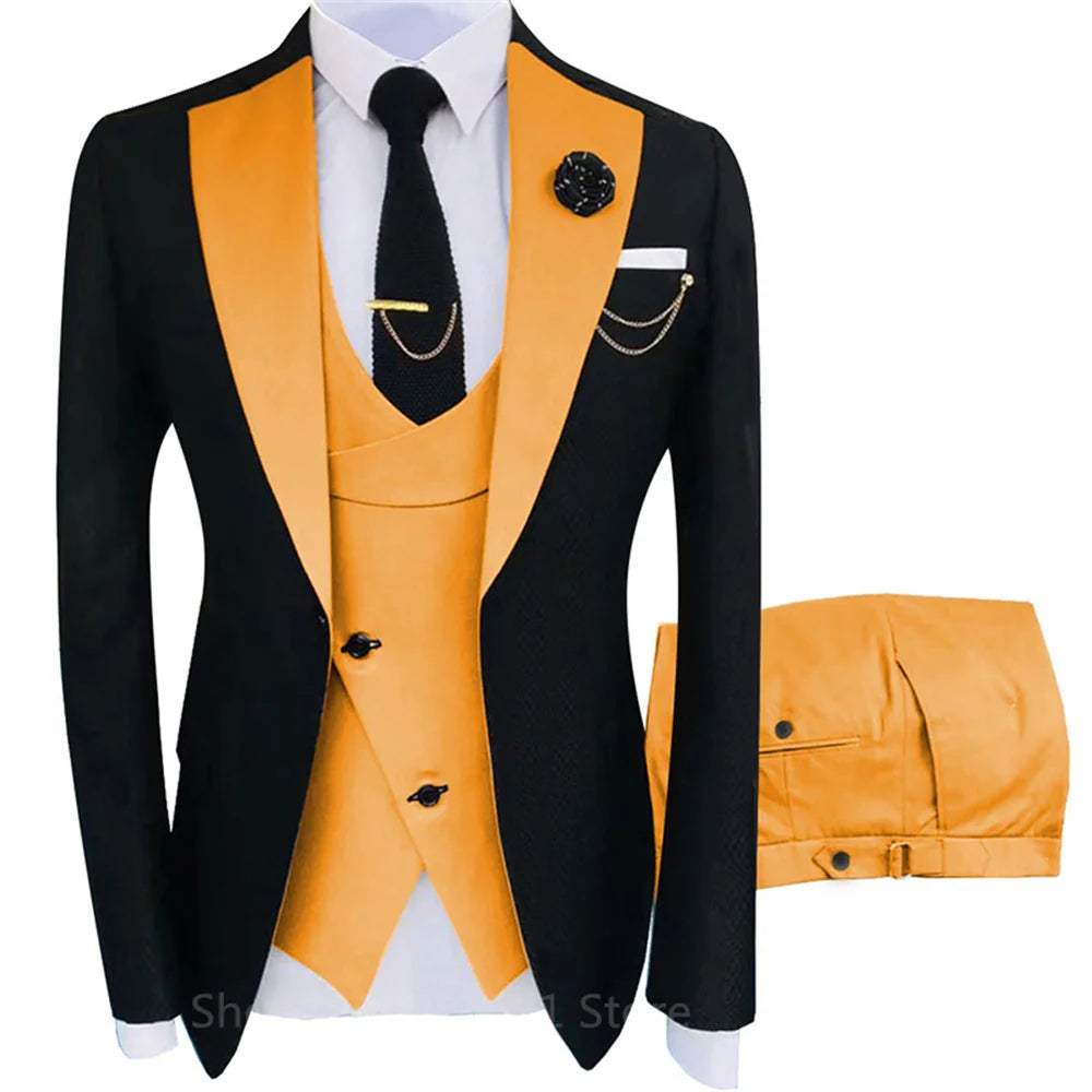 Terno Slim Fit Blazers Groom Suits For Men Boutique Fashion  ( Jacket + Vest + Pants )