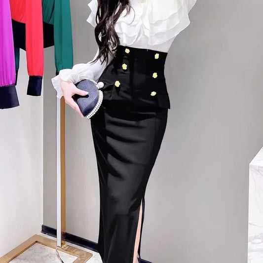 Satin  Trumpet  High Waist  Long Skirt