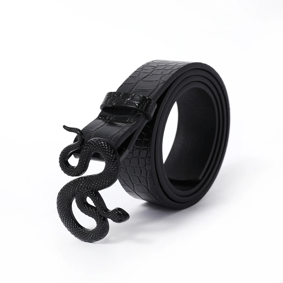 Fashion Snake Belt Buckle with PU Leather Belt for Women Dress Designer Western Vintage Style Black Belts