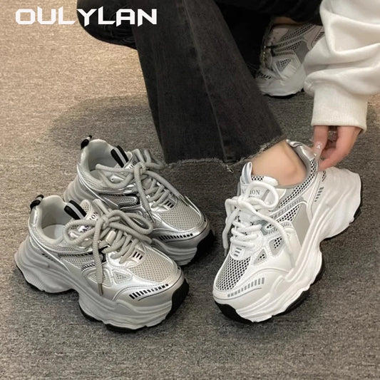 Chunky Sneakers Thick Sole Shoes Female Sports Running Shoes Casual Fitness Vulcanize Shoes