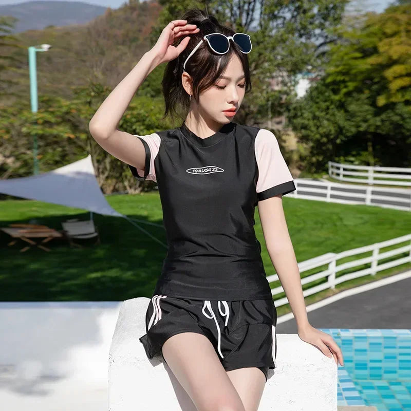 Two Piece Split Swimwear Women Sports Beachwear Bathing Summer Swimming Suit Female Slimming Surfing Suit Water Sports Swimsuit