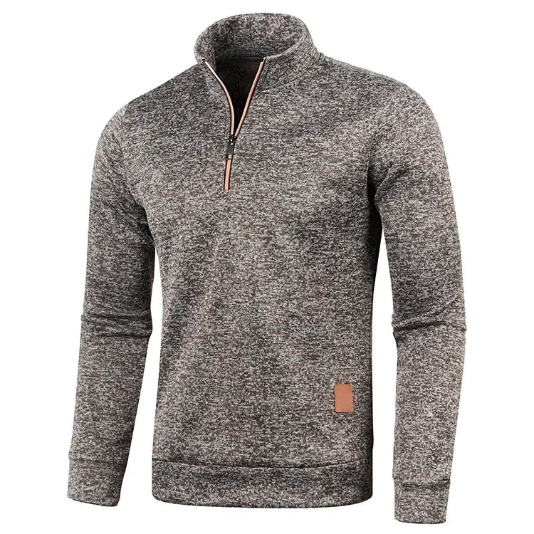 Half Zip Sweater Casual Long Sleeve Coat Stand Collar Zipper Coats Unisex Sport Loose Pullover Streetwear