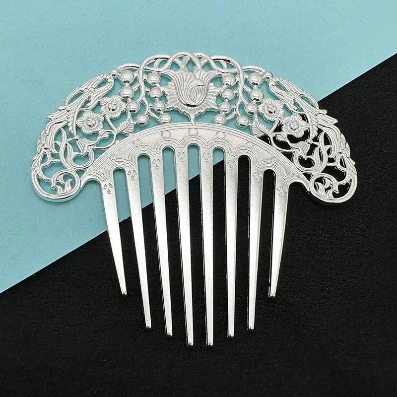 Hairpin Retro Hair Comb Dish Hairpin Hair Ornament Hollow Carved Comb Gold Ornament Metal Comb