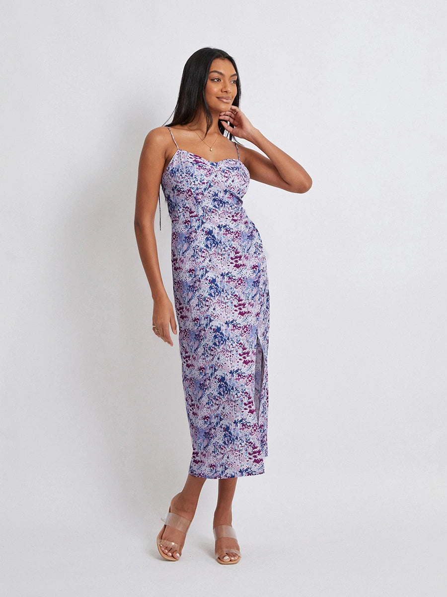 Floral Sleeveless Dress  Spaghetti Strap  Long Dress