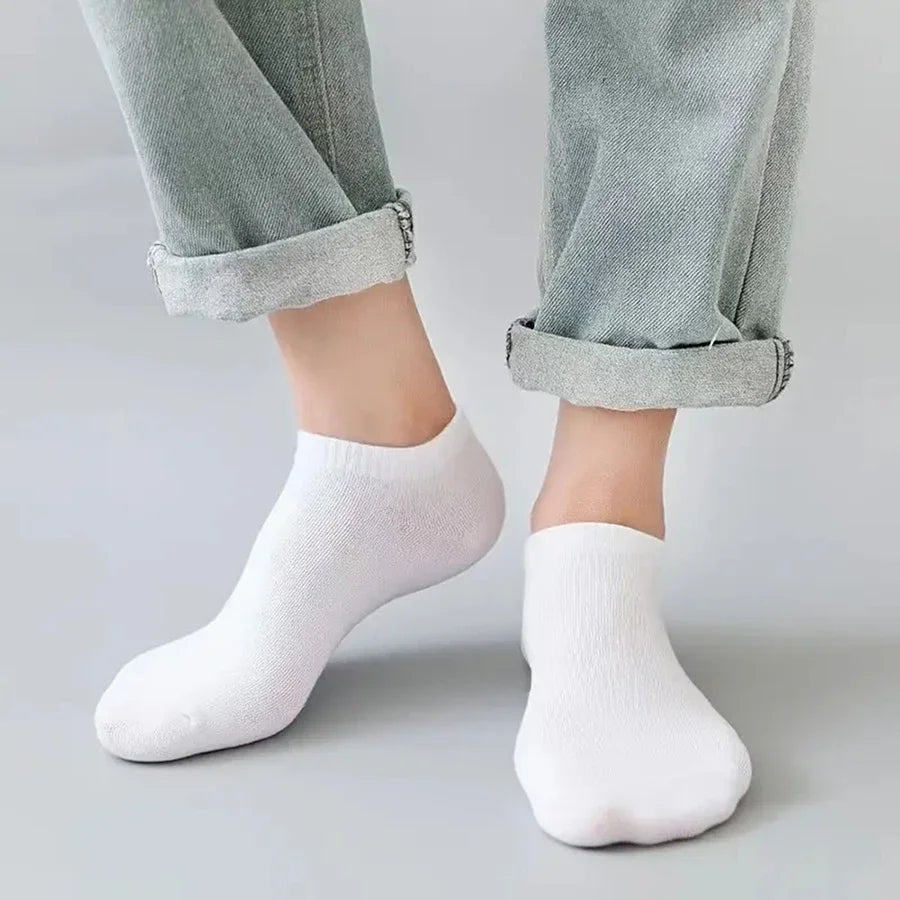 10 pairs/Men's Socks Spring/Summer Thin, Breathable, Soft Polyester Cotton Socks Black Casual Business Ankle Socks Boat Socks