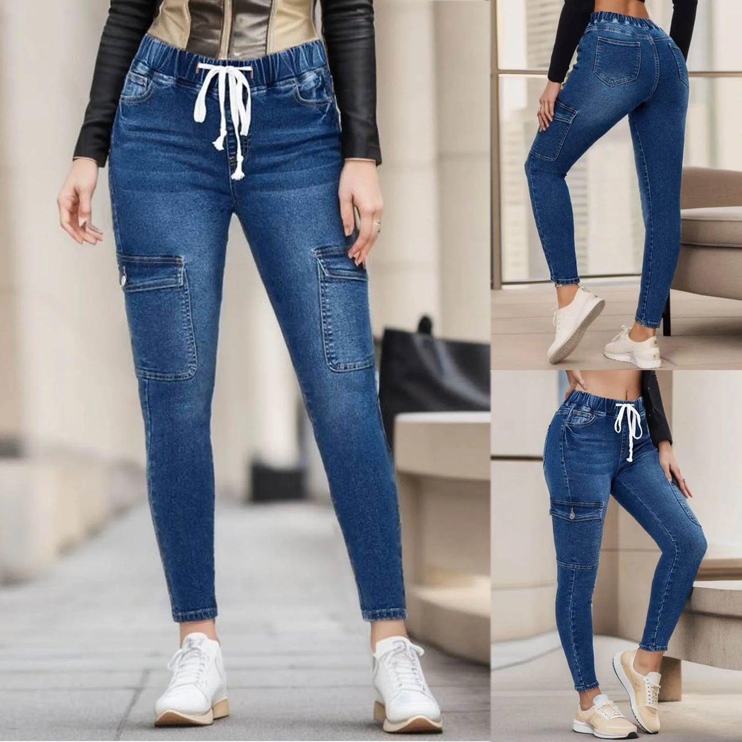 Elastic Skinny Jeans Slim Fit Pants For Women  Fashion Denim Pants Trousers