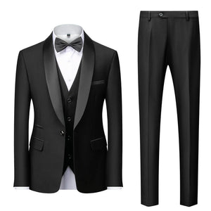 Men's Casual Business Have Smoking Suit High End Brand Boutique Fashion Blazer Vest Pants Groom Wedding Dress Party Suit