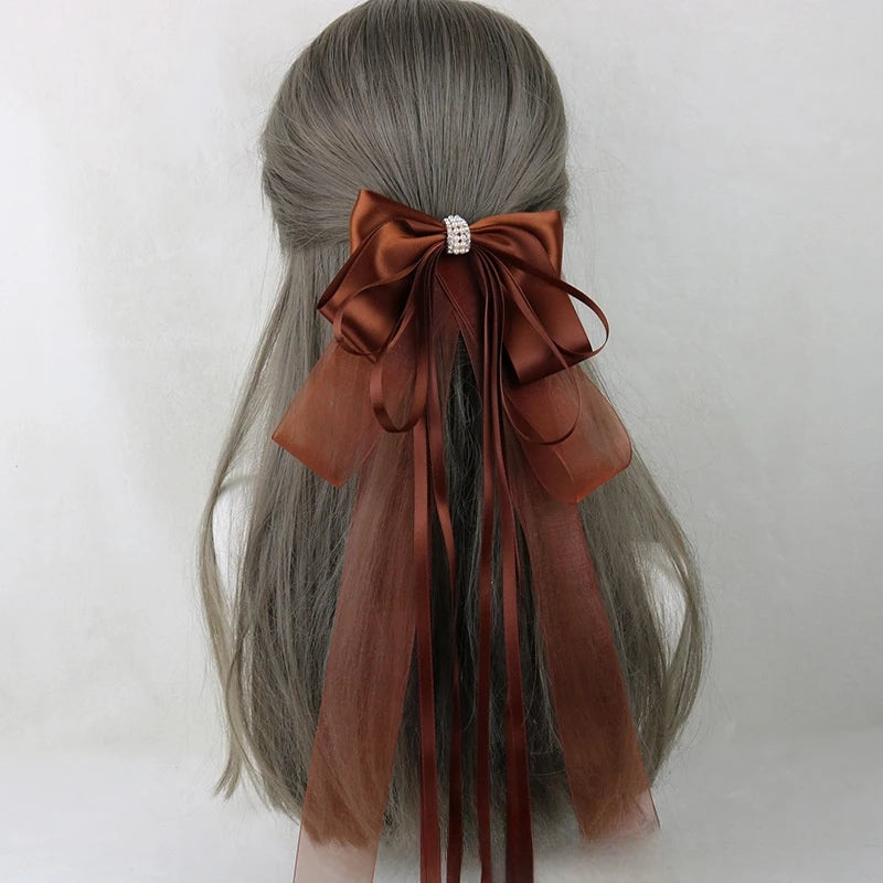 Ribbon Bow Headband With Hairpins Wide Hair Hoop Lace Ruffled Tassels Hair Bands Sweet Hair Accessories