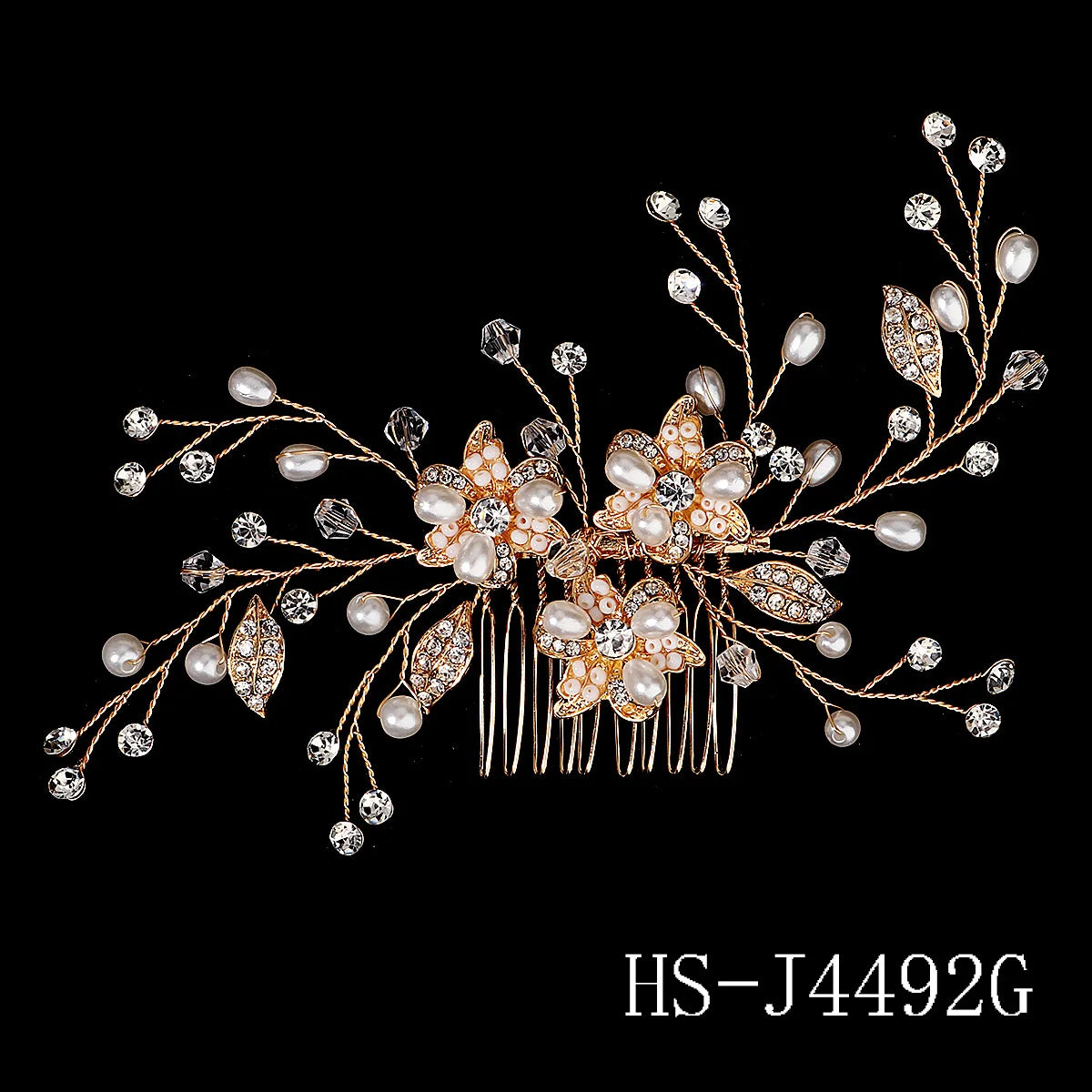 Golden Luxury Pearl Hair Comb Classic Jewelry Crystal Side Bangs Hair Clip For Women Elegant Headpieces
