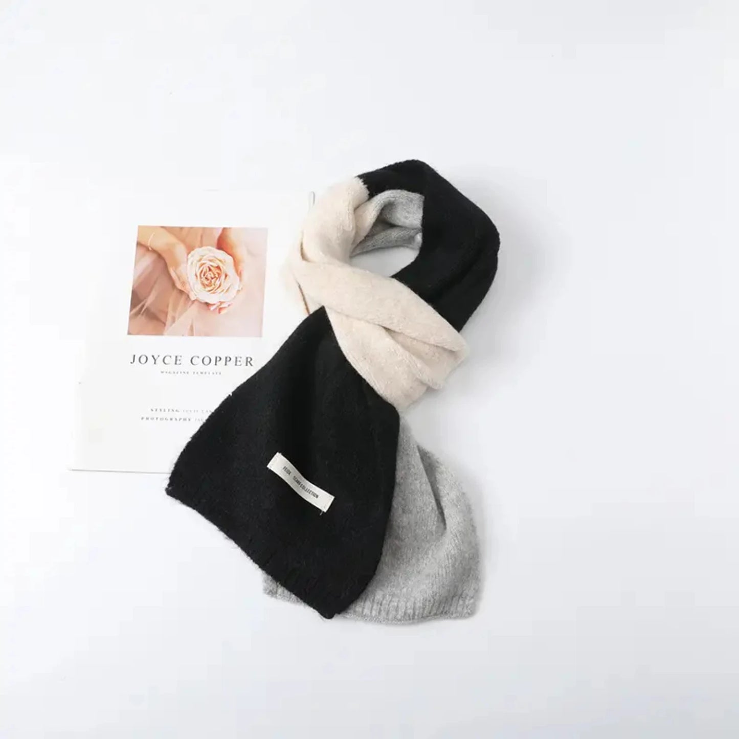 Stylish Winter Scarf for Women - Thick Fleece, Three-color Design, Elegant and Warm