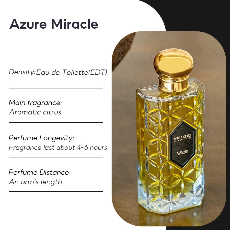 Séfralls AZURE MIRACLE PERFUME cologne FRAGRANCE 100ml/3.4fl.oz versatile and long lasting, Fresh romantic, Luxury Perfum