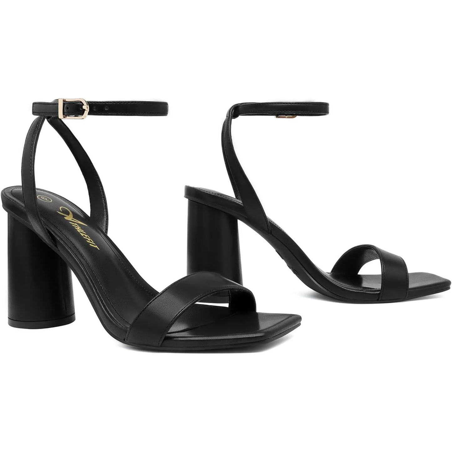 Strappy Chunky Block Heels Fashion Square Open Toe Heeled Sandals Ankle Strap
