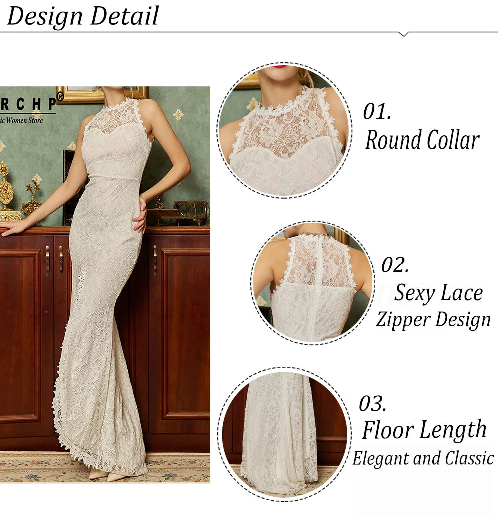 Elegant Lace women evening dress Women Custom Sexy Front Slit Sleeveless