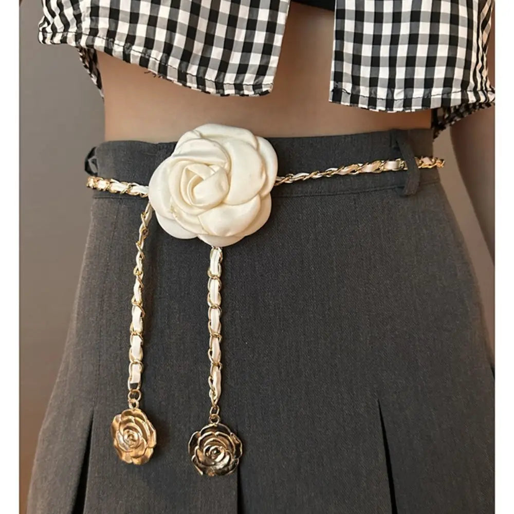 1PC Camellia Waist Chain Accessories For Women Fashion Flower Chain Waist Belt Decoration Dress Chain