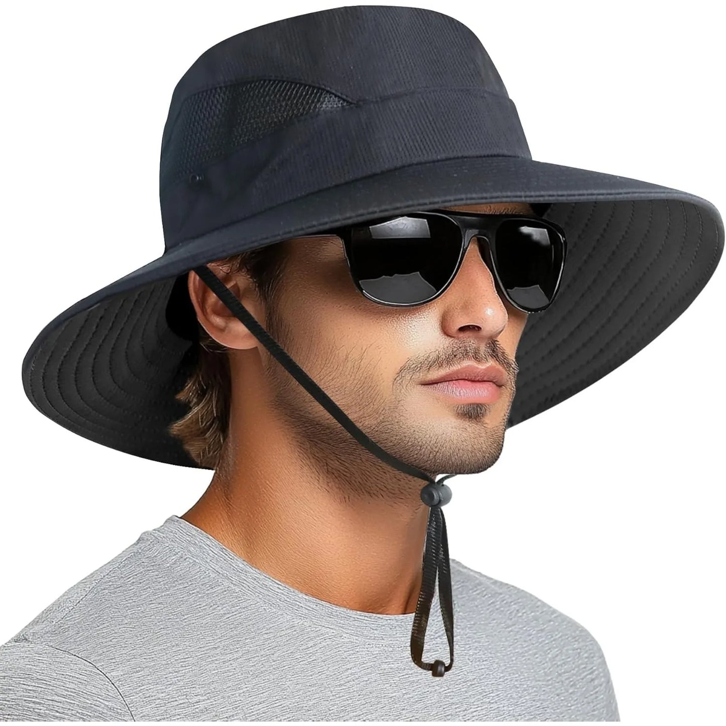 Sun Bucket Hat, male and female 3 "wide brimmed UPF 50+ bucket fishing and beach hat