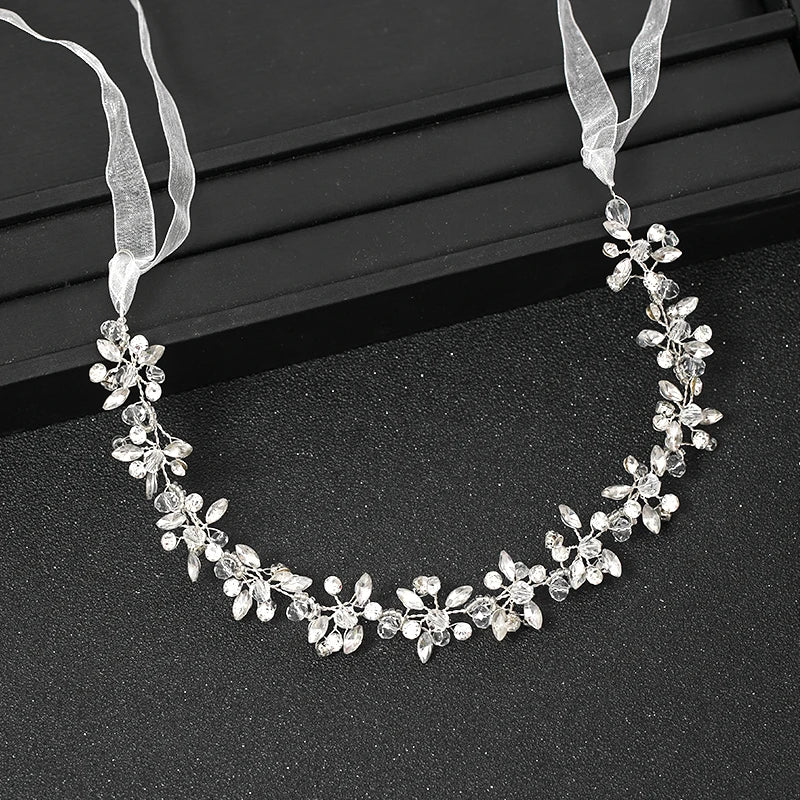 Handmade Silver Color Women Headbands Crystal Rhinestone Hairbands Hair Accessories Vines