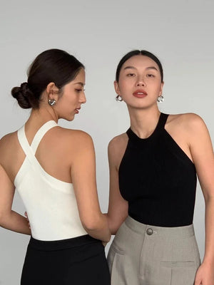 Summer Render Short Top Sexy Women Sleeveless Halter Tank Tops Solid Crop Vest Tops Wholesale