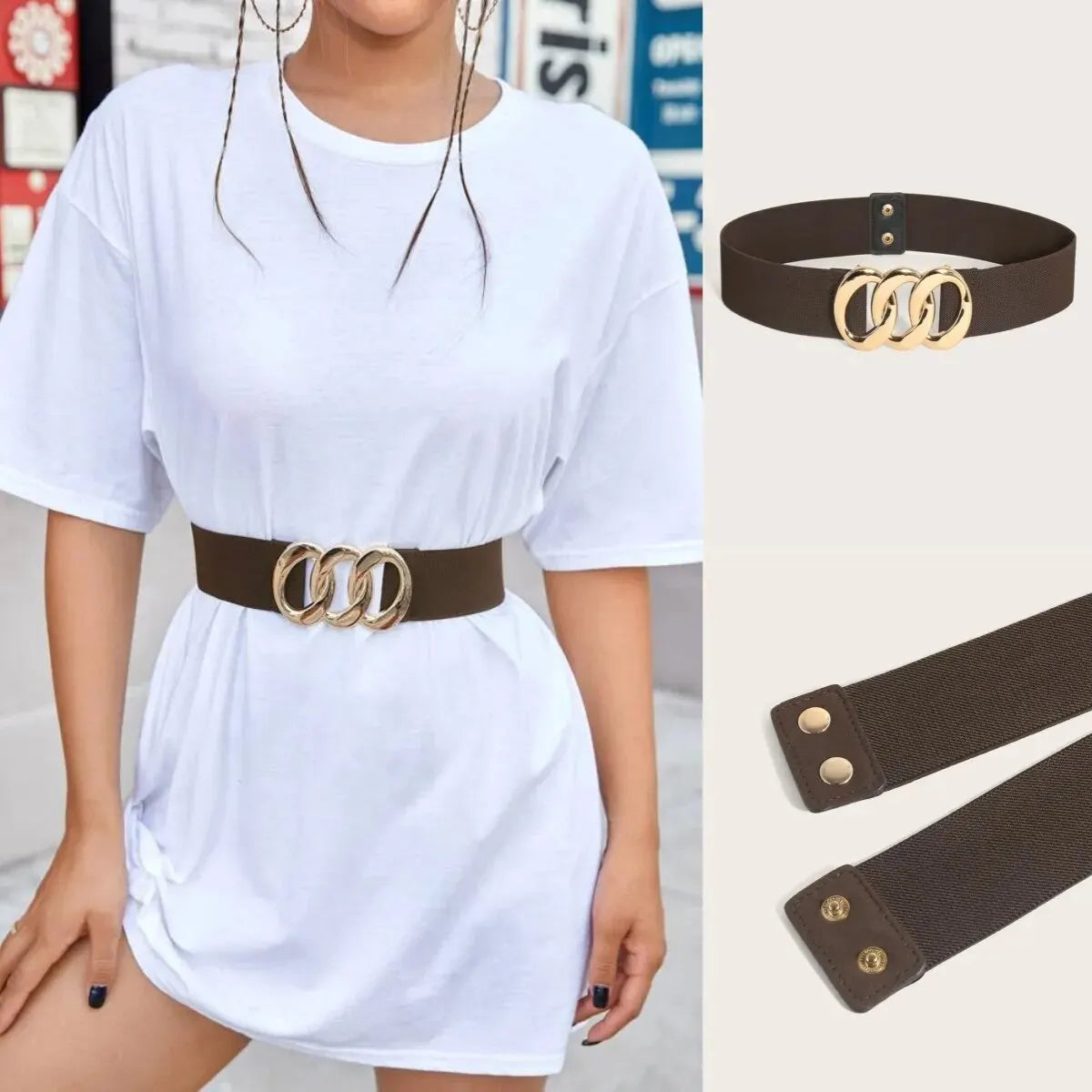 Women Stretchy Wide Waist Belt Ladies Elastic Dress Cummerbund with Pin Buckle Stretch Fashion Cinch Belts