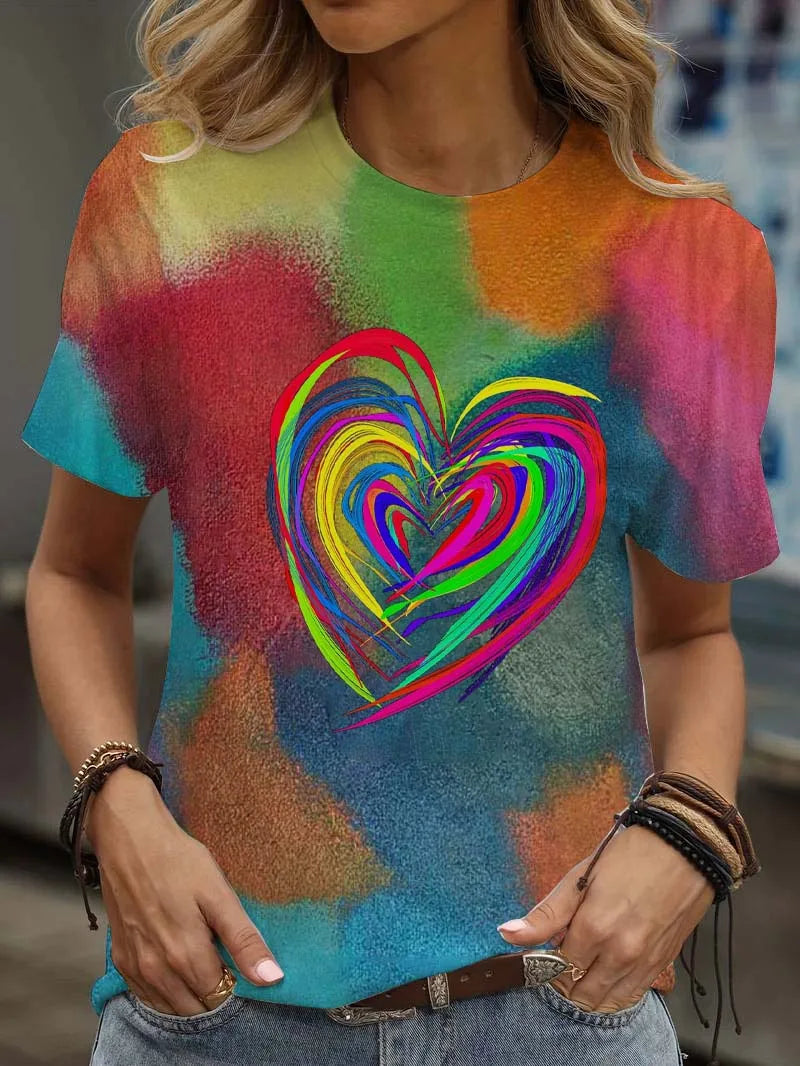 Print Tees Casual Street Tops Woman Clothing Short Sleeve Women's T-Shirt Chic