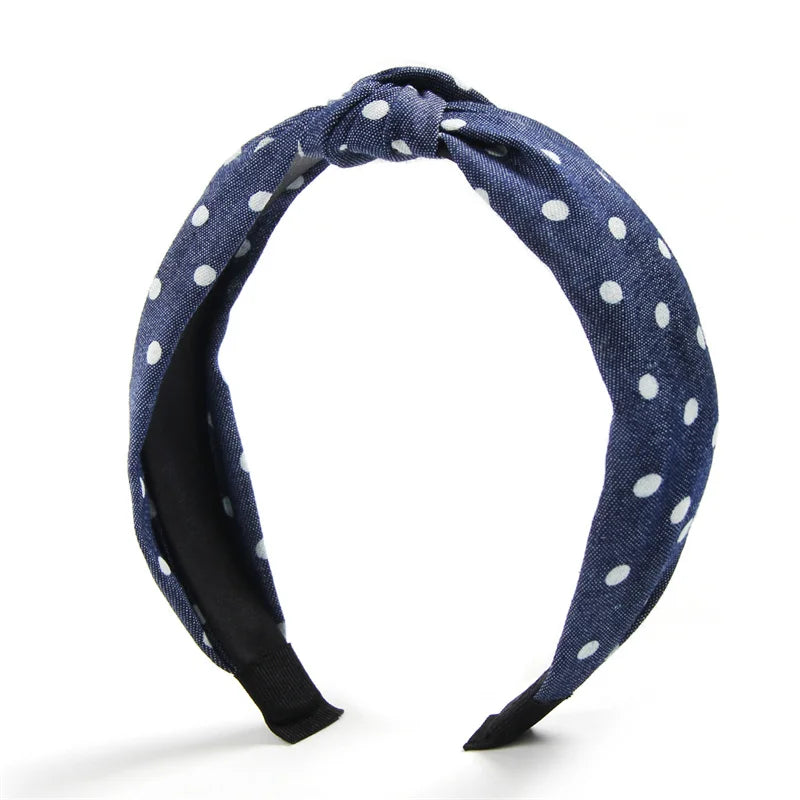 1/3pcs Knotted Print Denim Cloth Headband for Women Girls Face Wash Hair Hoop Simple Denim Headpiece