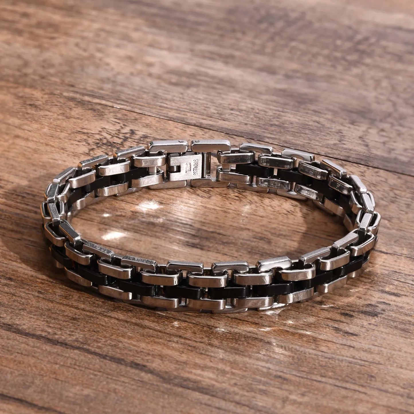 Vnox Stylish Strap Chain Bracelets for Men  Gift Jewelry, 10.7MM Wide Stainless Steel Links Wristband
