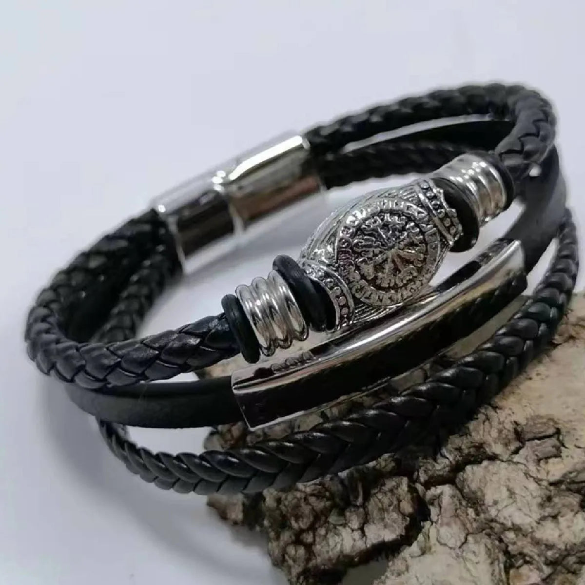 Tree Male Unique Design Trendy Vintage Cuff Men Bracelets PU Leather Bracelets Bangles for Men Jewelry