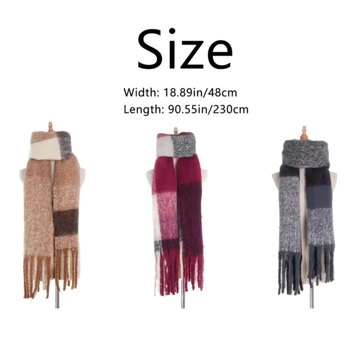 Classic Tassel Plaid Scarf | Warm Soft Blanket Shawl Scarf