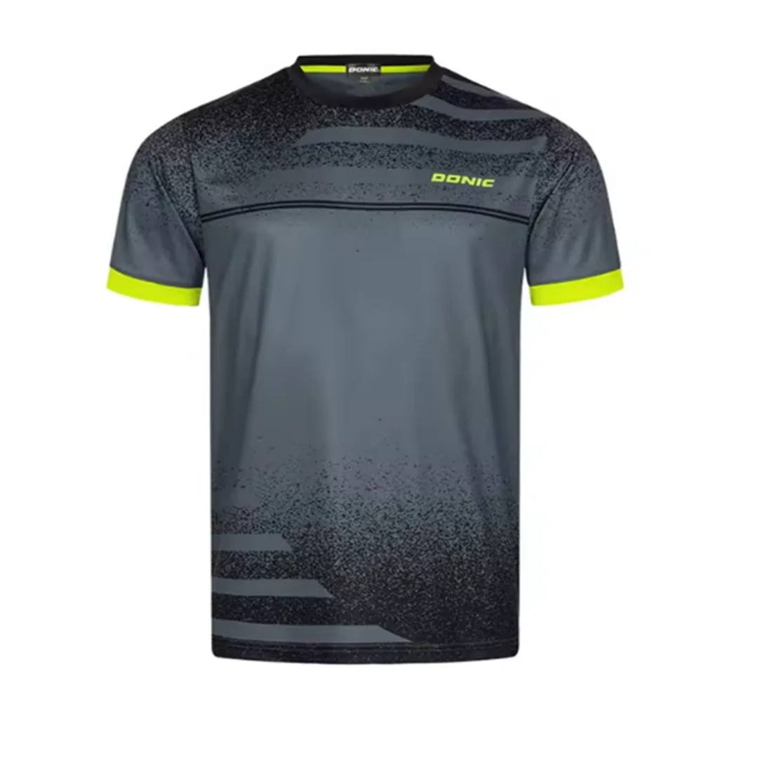 Men Table Tennis T-Shirt Undercurrent Pattern Men's Summer ventilate Badminton T-Shirt Table Tennis Short Sleeve Quick Dry Top