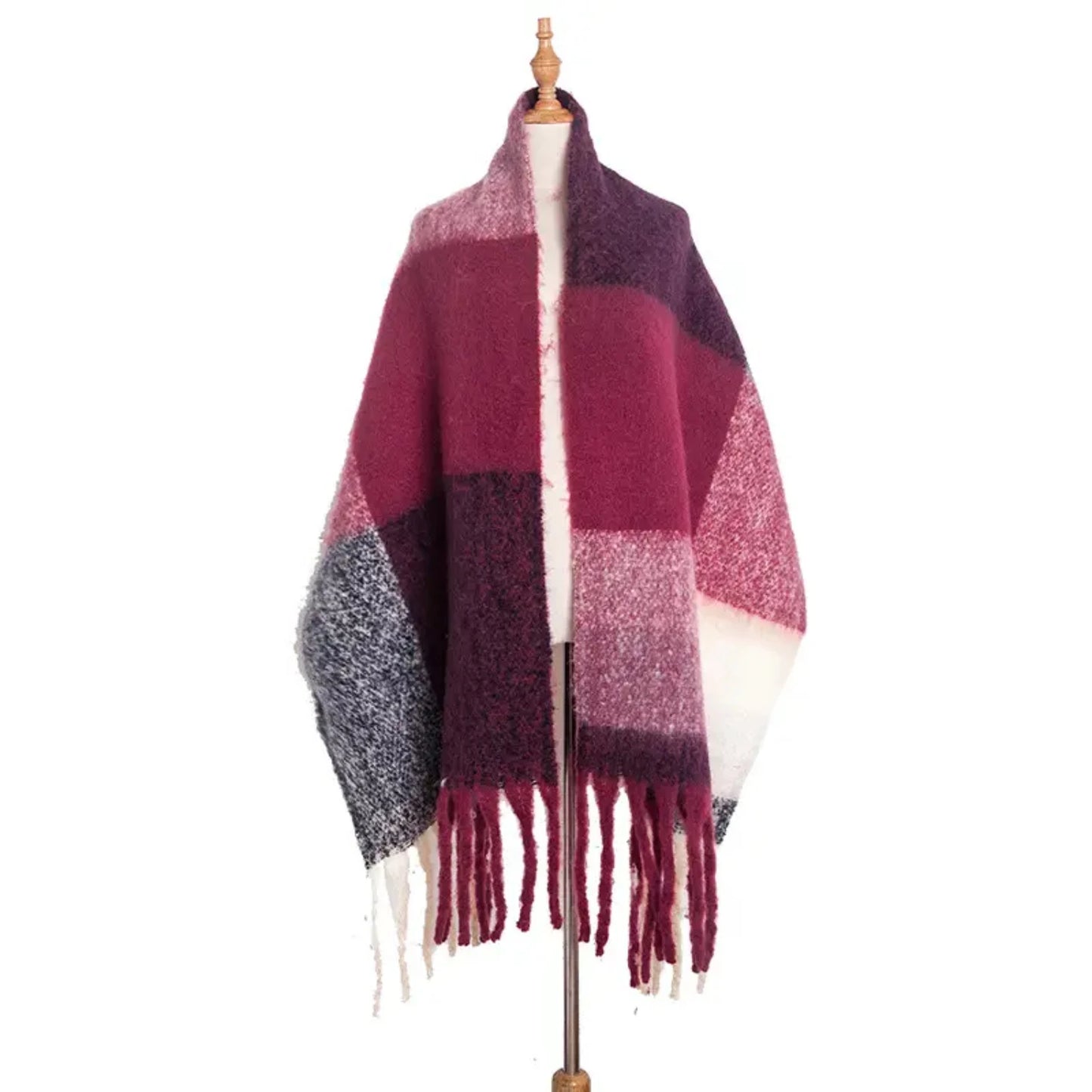 Classic Tassel Plaid Scarf | Warm Soft Blanket Shawl Scarf