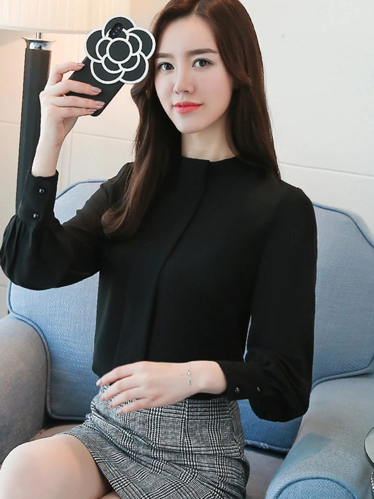 Long Sleeve Casual Chiffon Blouse  Office