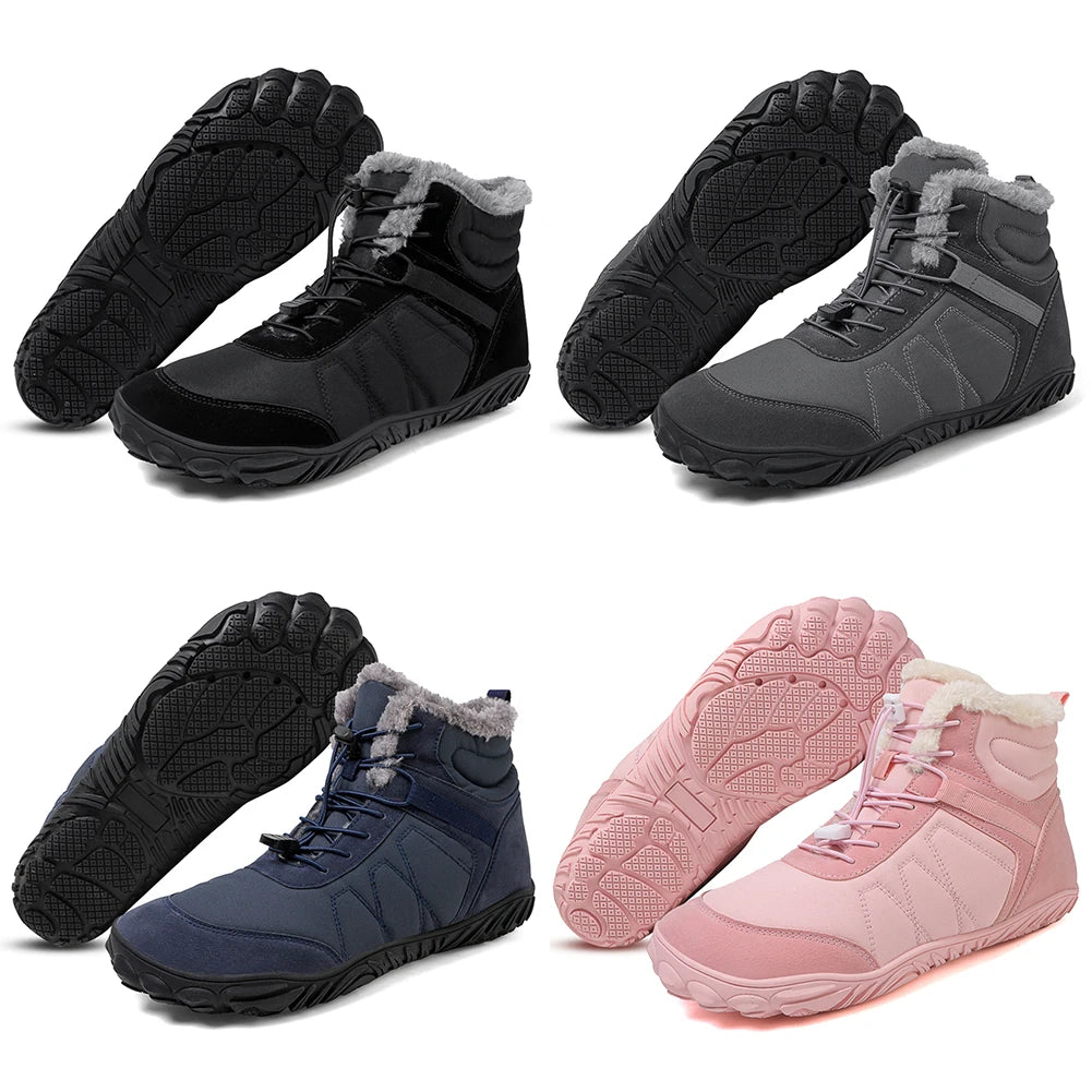 Winter Snow Boots Barefoot Hiking Shoes Waterproof High-Top Booties Anti Slip Minimalist Five Finger Boots for Hiking Climbing