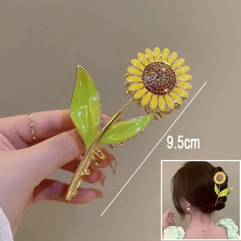 Flower Hair Claw Clip Ponytail Grab Hair Clips Shark Clip Woman Hairpins For Girl Hair Accessories Headdress