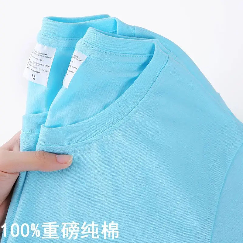 100% Cotton T-shirt Men Women Solid Color O Neck Short-sleeved Tops Summer Loose Half-sleeve T Shirt Unisex M-4XL