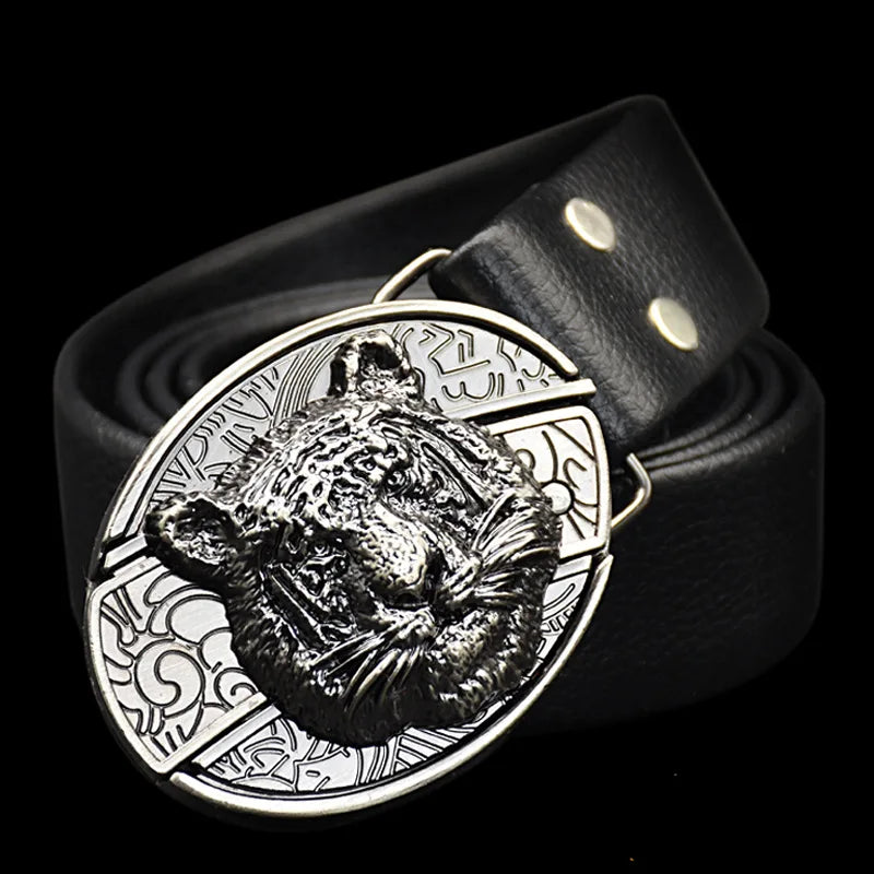 Adult Carved Invisible Knife Buckle Waist Belt Adjustable Personality Genuine Waist Belt