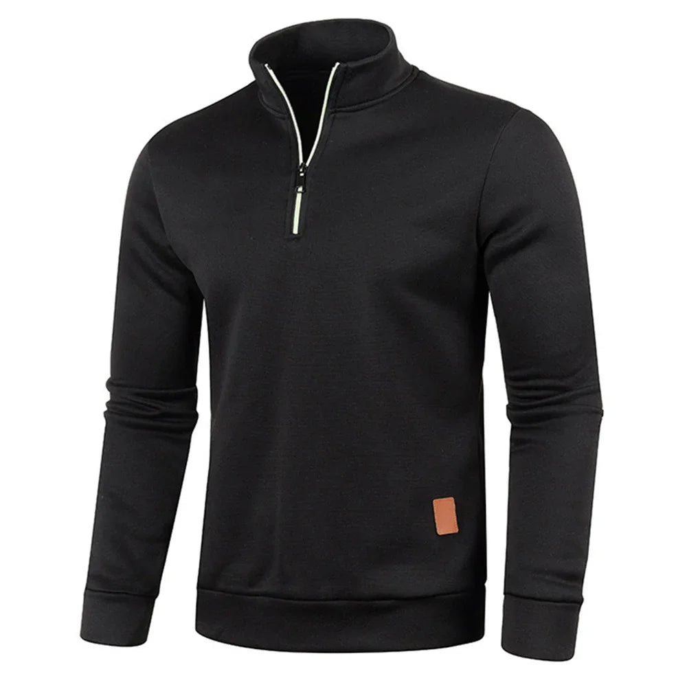 Half Zip Sweater Casual Long Sleeve Coat Stand Collar Zipper Coats Unisex Sport Loose Pullover Streetwear