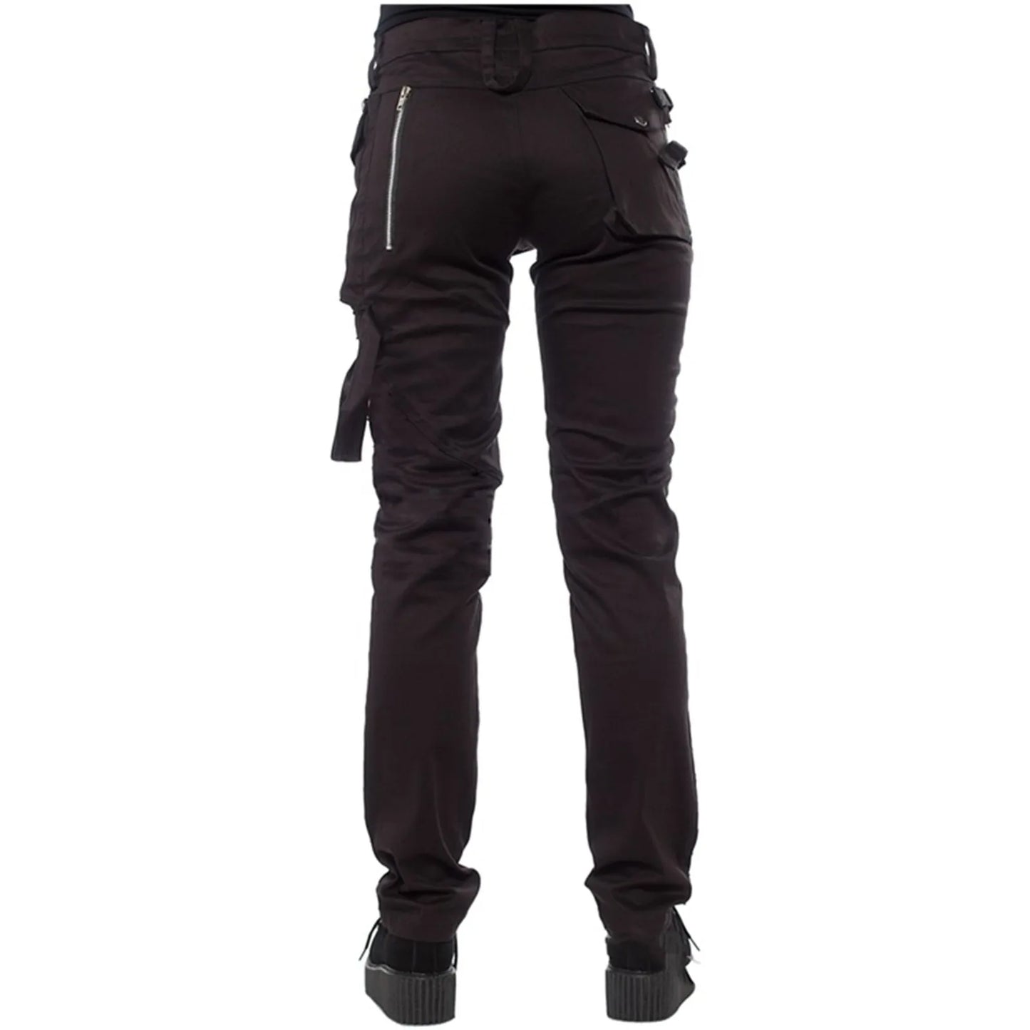 Women Gothic Pants Zipper Pockets Rivet Steampunk Trousers Rock Style Cargo Pants Cool Hip Hop Motorcycle