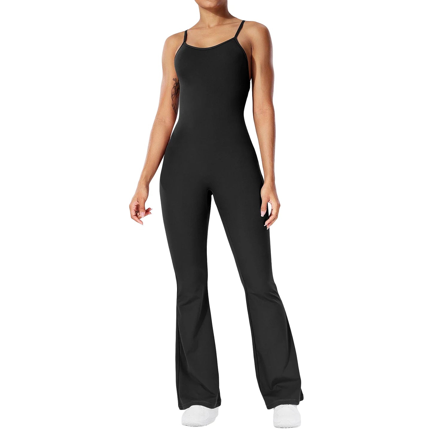 Elegant V-Neck Sleeveless Jumpsuits Women High Waist Wide Leg Pants  Backless Cross Strap