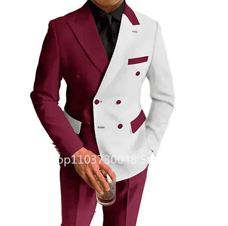 2 Piece Fashion Style Men Suits Slim Fit Peak Lapel Blazer Pants Formal Business Groom Wear Tuxedos